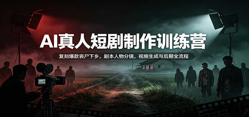 AI真人短剧制作训练营：复刻爆款丧尸下乡，剧本人物分镜，视频生成与后期全流程-MFXUI中国站