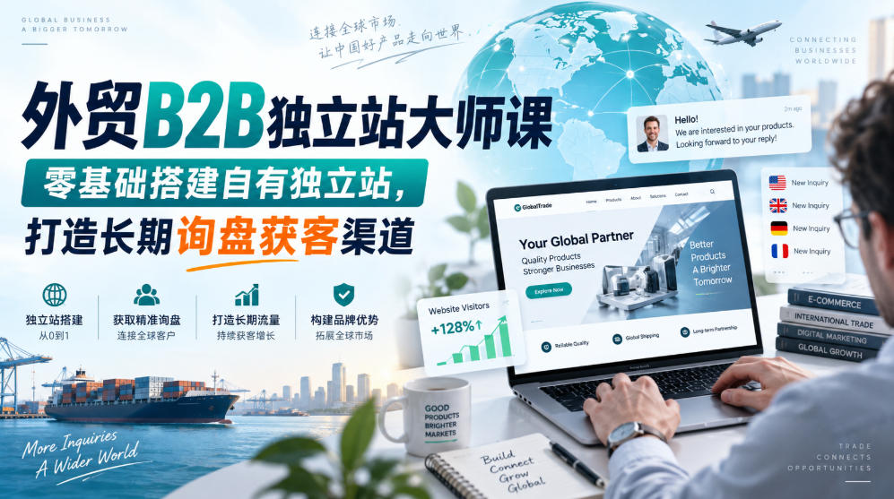 外贸B2B独立站大师课，零基础搭建自有独立站，打造长期询盘获客渠道-MFXUI中国站