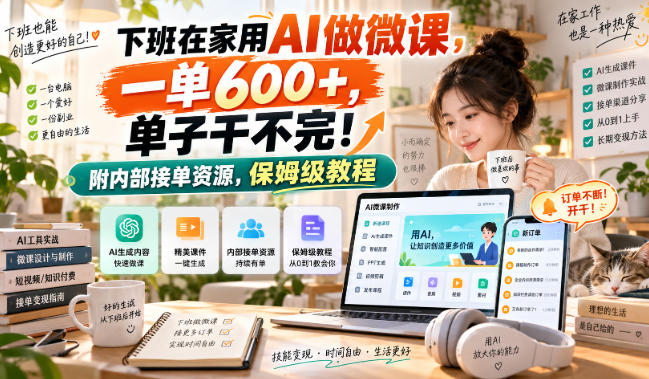 下班在家用AI做微课,一单600+,单子干不完!附内部接单资源,保姆级教程【揭秘】-MFXUI中国站