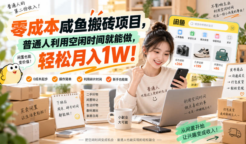 零成本咸鱼搬砖项目，普通人利用空闲时间就能做，轻松月入1W！【揭秘】-MFXUI中国站