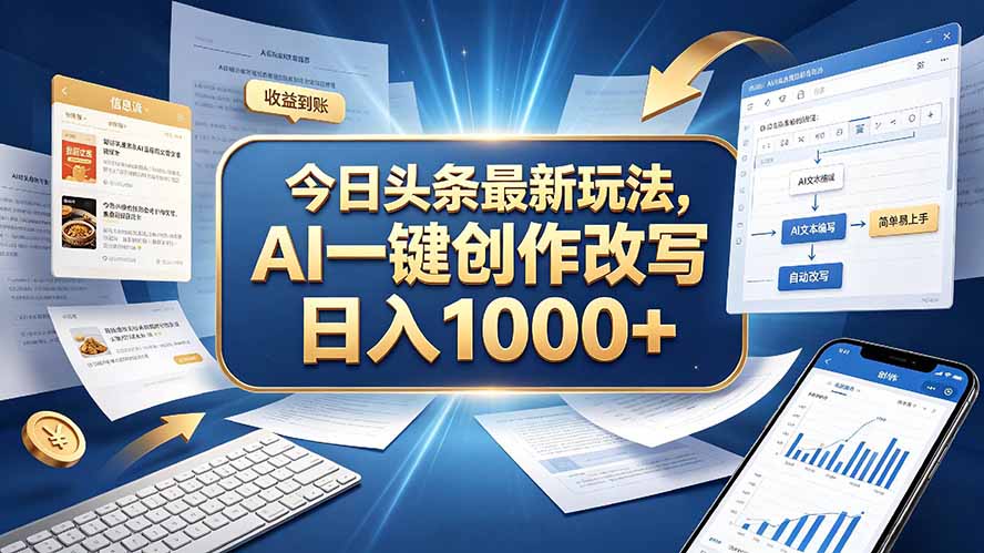 今日头条最新玩法，AI 一键创作改写，简单易上手，轻松日入 1000 +-MFXUI中国站