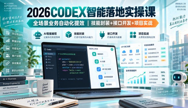 2026Codex智能落地实操课，全场景业务自动化提效，技能封装+接口开发+项目实战-MFXUI中国站