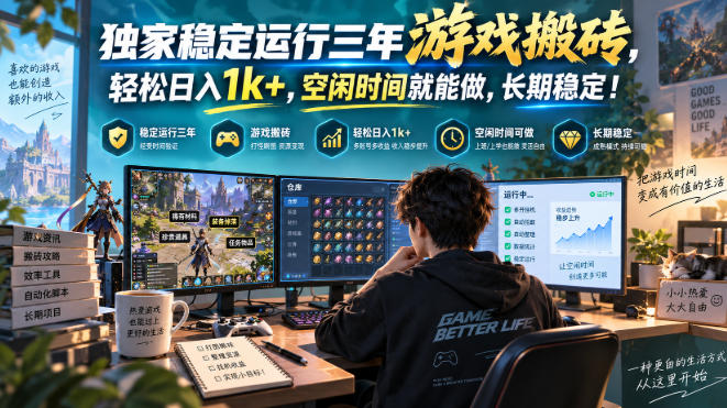 独家稳定运行三年游戏搬砖，轻松日入1k+，空闲时间就能做，长期稳定！【揭秘】-MFXUI中国站