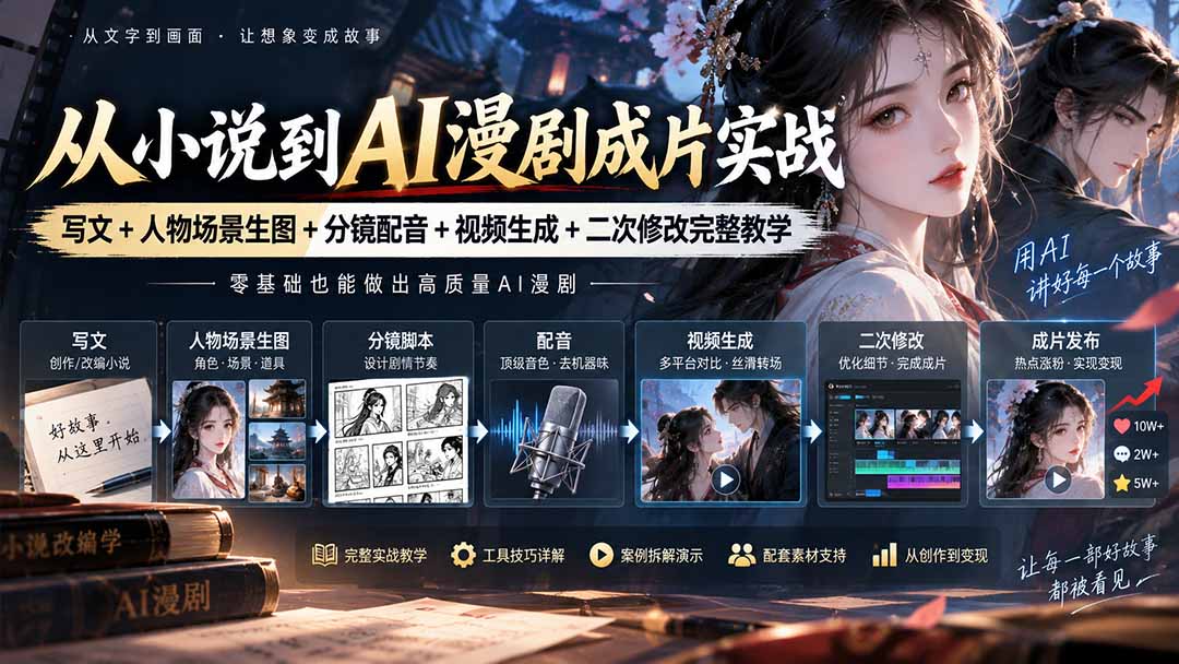从小说到AI漫剧成片实战：写文+人物场景生图+分镜配音+视频生成+二次修改完整教学-MFXUI中国站