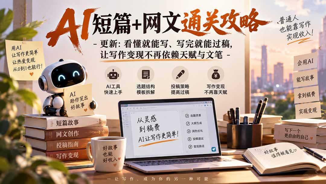 AI短篇+网文通关攻略-更新0921：看懂就能写、写完就能过稿，让写作变现不再依赖天赋与文笔-MFXUI中国站