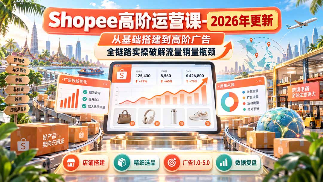 Shopee高阶运营课-更新9月，从基础搭建到高阶广告，全链路实操破解流量销量瓶颈-MFXUI中国站