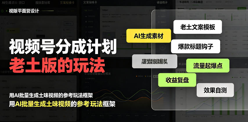 视频号分成计划老土版的玩法,流量爆炸,每天收益300+,纯靠AI生成,越土的玩法,越高级-MFXUI中国站