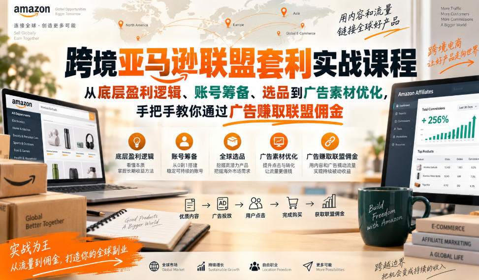 跨境亚马逊联盟套利实战课程，从底层盈利逻辑、账号筹备、选品到广告素材优化，手把手教你通过广告賺取联盟佣金-MFXUI中国站