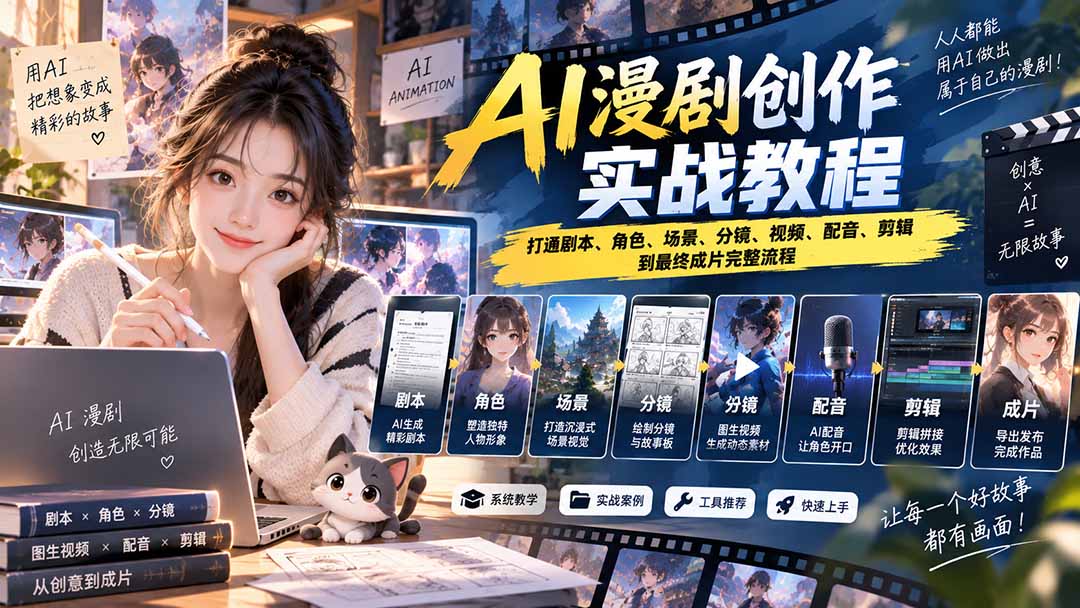 2026 AI漫剧创作实战教程：打通剧本、角色、场景、分镜、视频、配音、剪辑到最终成片完整流程-MFXUI中国站