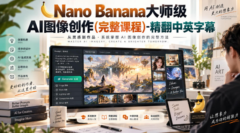 【无水印】Nano Banana大师级AI图像创作(完整课程)-精翻中英字幕-MFXUI中国站