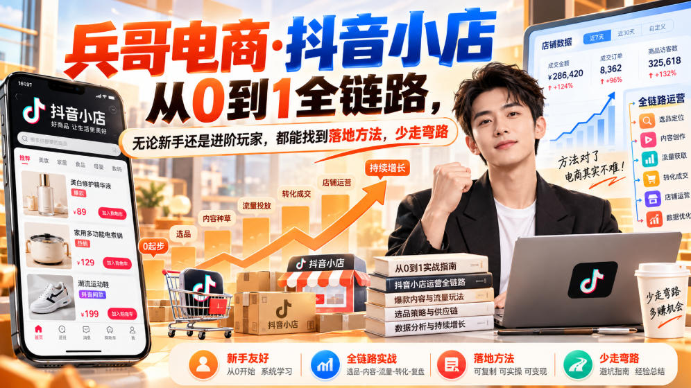 【无水印】兵哥电商·抖音小店从0到1全链路，无论新手还是进阶玩家，都能找到落地方法，少走弯路(更新9月)-MFXUI中国站