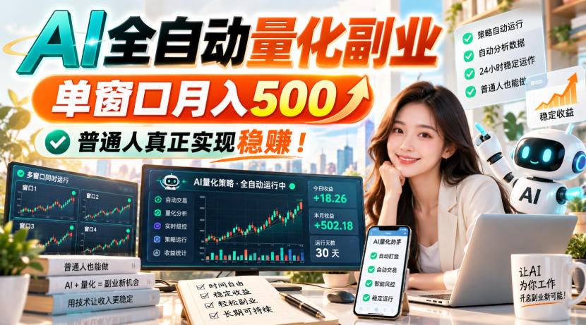 AI全自动量化副业，单窗口月入500，普通人真正实现稳賺！【揭秘】-MFXUI中国站