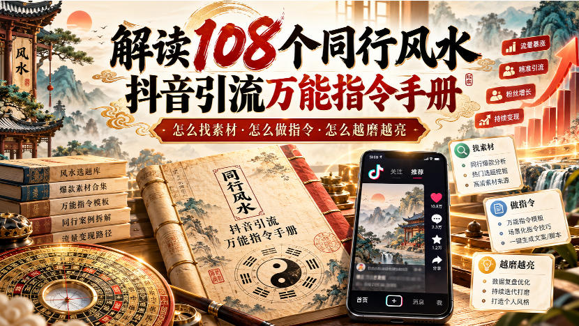 解读108个同行风水抖音引流万能指令手册，怎么找素材·怎么做指令·怎么越磨越亮【文档】-MFXUI中国站