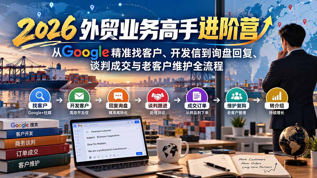 2026外贸业务高手进阶营：从Google精准找客户、开发信到询盘回复、谈判成交与老客户维护全流程-MFXUI中国站
