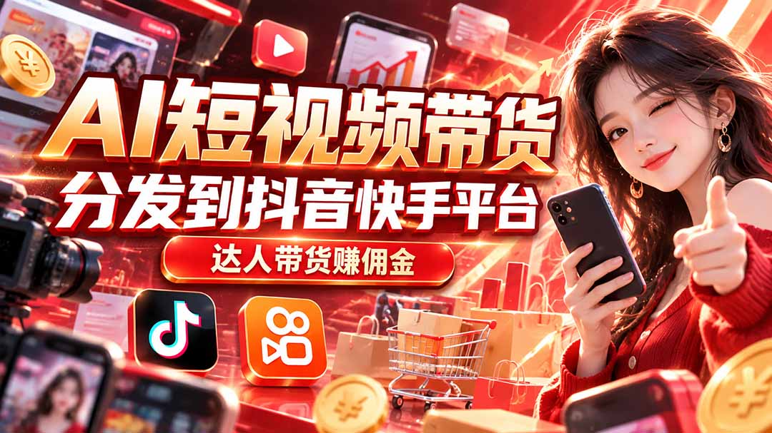 【AI短视频带货】分发到抖音快手平台，达人带货赚佣金-MFXUI中国站