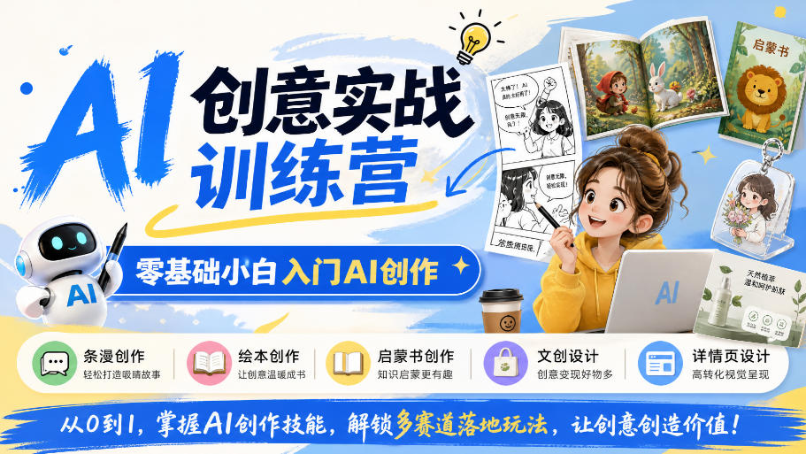 AI创意实战训练营，零基础小白入门AI创作，解锁条漫、绘本、启蒙书、文创、详情页多赛道落地玩法-MFXUI中国站