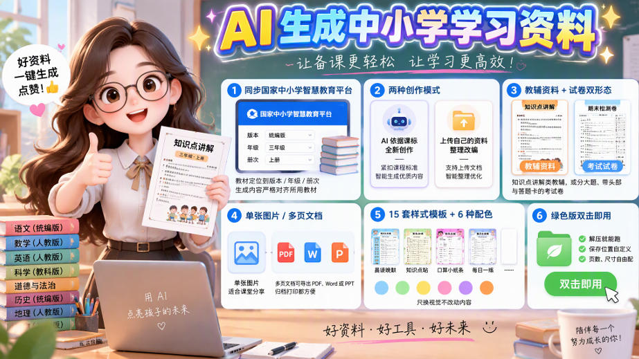 孩子的教辅别再乱买了：同步国家中小学智慧平台，AI一键生成图文教辅和试卷-MFXUI中国站