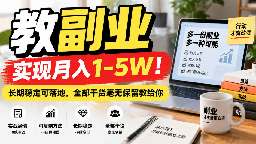 “教副业”实现月入1-5W！长期稳定可落地，全部干货毫无保留教给你【揭秘】-MFXUI中国站