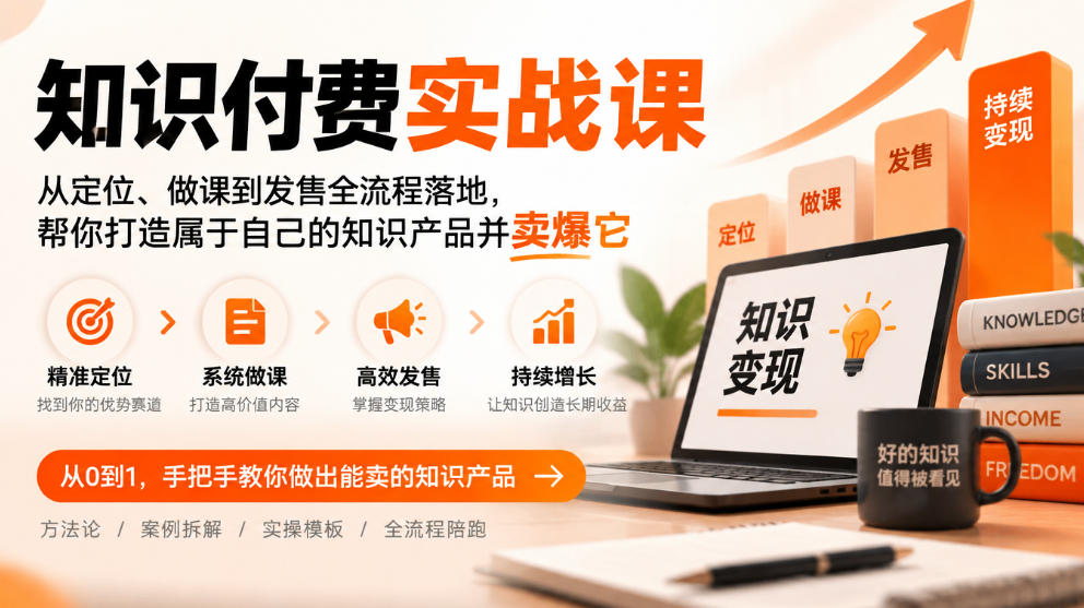 知识付费实战课：从定位、做课到发售全流程落地，帮你打造属于自己的知识产品并卖爆它-MFXUI中国站