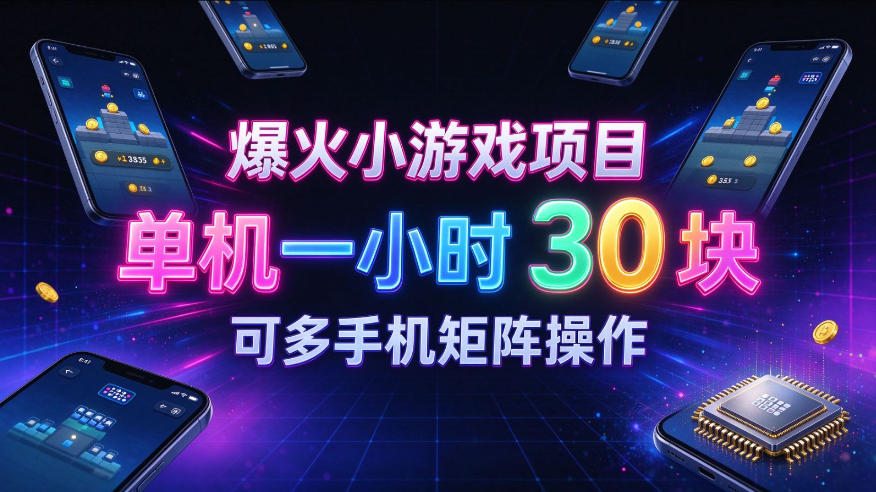 爆火小游戏撸金项目，实测单机一小时30+，可多手机矩阵操作，新手看完一遍就能上手【揭秘】-MFXUI中国站