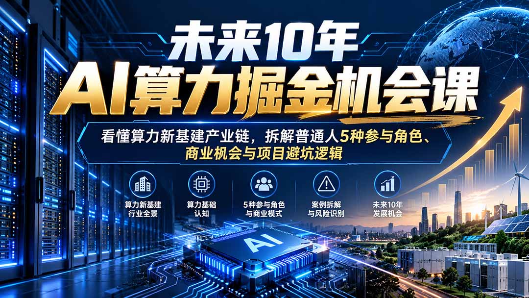 未来10年AI算力掘金机会课：看懂算力新基建产业链，拆解普通人5种参与角色、商业机会与项目避坑逻辑-MFXUI中国站