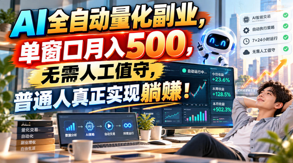 AI全自动量化副业，单窗口月入500，无需人工值守，普通人真正实现躺賺！-MFXUI中国站
