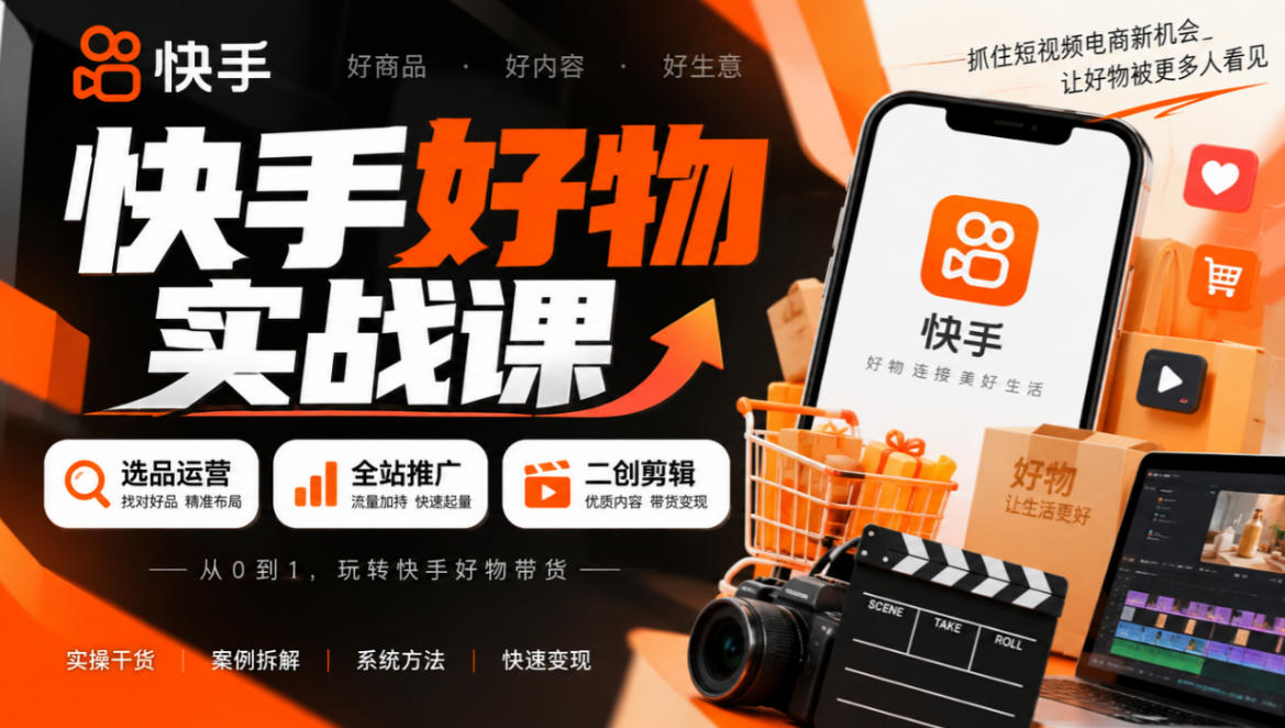 快手好物实战课｜选品运营+全站推广+二创剪辑带货变现-MFXUI中国站