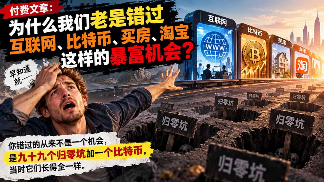 付费文章：为什么我们老是错过互联网、比特币、买 房、淘宝这样的暴富机会？-MFXUI中国站