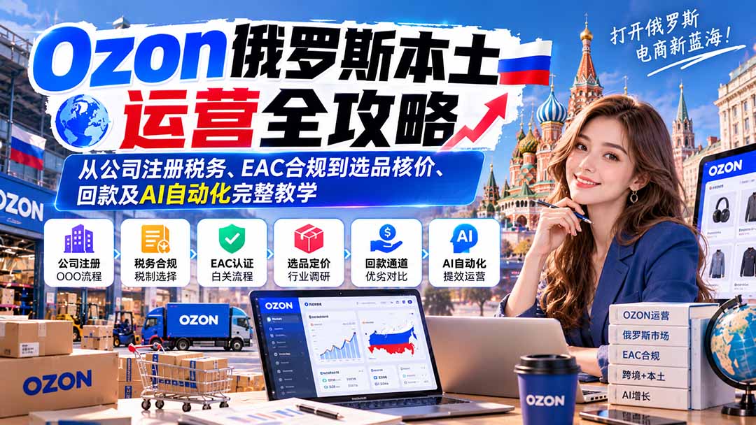 Ozon俄罗斯本土运营全攻略：从公司注册税务、EAC合规到选品核价、回款及AI自动化完整教学-MFXUI中国站