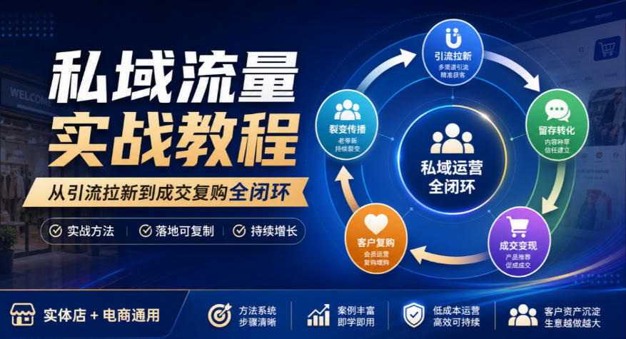 私域流量实战教程，从引流拉新到成交复购全闭环，实体店电商通用-MFXUI中国站