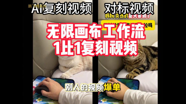 宠物带货视频复刻，无限画布工作流1比1，不用拍摄、不用布景、不用真人出镜，几分钟就能做出一条专业带货视频-MFXUI中国站