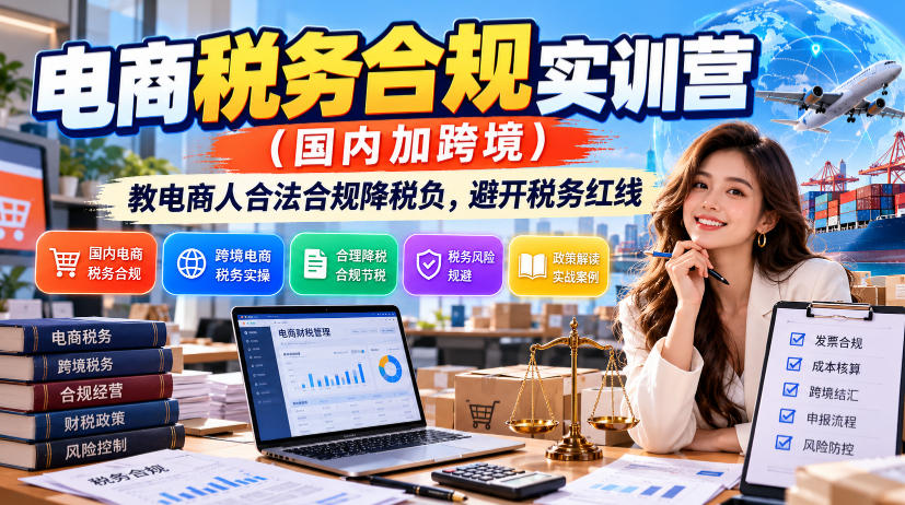 电商税务合规实训营(国内加跨境)，教电商人合法合规降税负，避开税务红线-MFXUI中国站