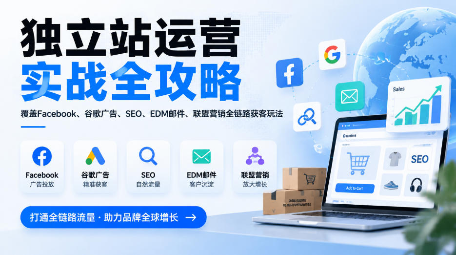 独立站运营实战全攻略，覆盖Facebook、谷歌广告、SEO、EDM邮件、联盟营销全链路获客玩法(更新2026)-MFXUI中国站