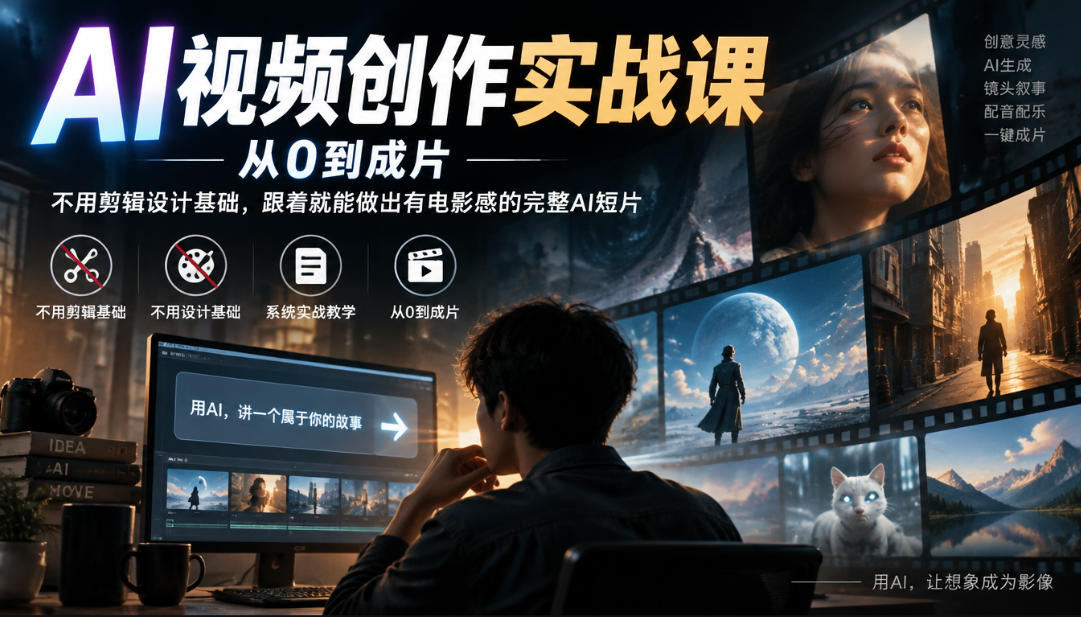 AI视频创作实战课，从0到成片，不用剪辑设计基础，跟着就能做出有电影感的完整AI短片-MFXUI中国站