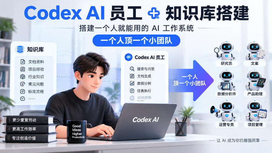 Codex AI员工+知识库搭建，搭建一个人就能用的AI工作系统，一个人顶一个小团队-MFXUI中国站