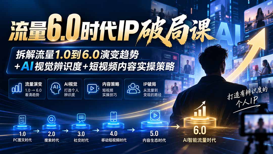 流量6.0时代IP破局课-更新：拆解流量1.0到6.0演变趋势+AI视觉辨识度+短视频内容实操策略-MFXUI中国站