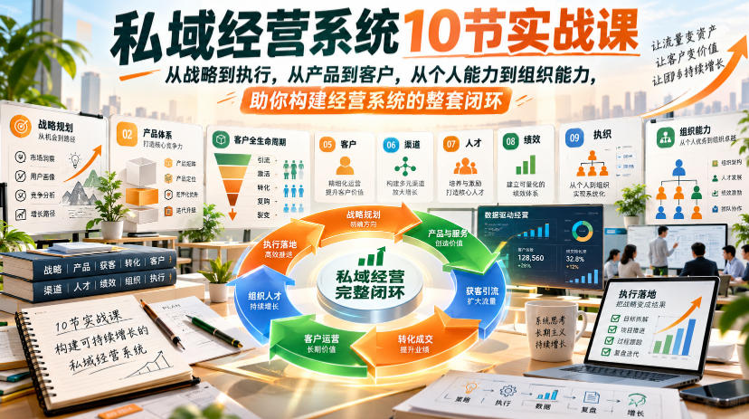 私域经营系统10节实战课，从战略到执行，从产品到客户，从个人能力到组织能力，助你构建经营系统的整套闭环-MFXUI中国站