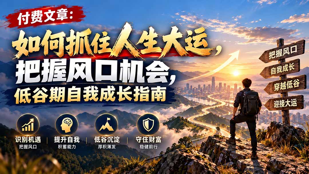 付费文章：如何抓住人生大运，把握风口机会，低谷期自我成长指南-MFXUI中国站