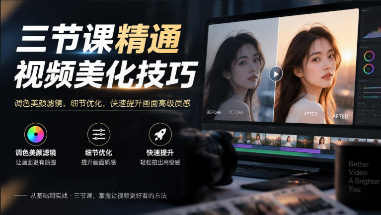 三节课精通视频美化技巧|调色美颜滤镜,细节优化,快速提升画面高级质感-MFXUI中国站