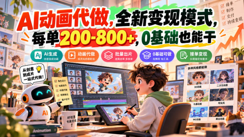 AI动画代做，全新变现模式，每单200-800+，0基础也能干【揭秘】-MFXUI中国站