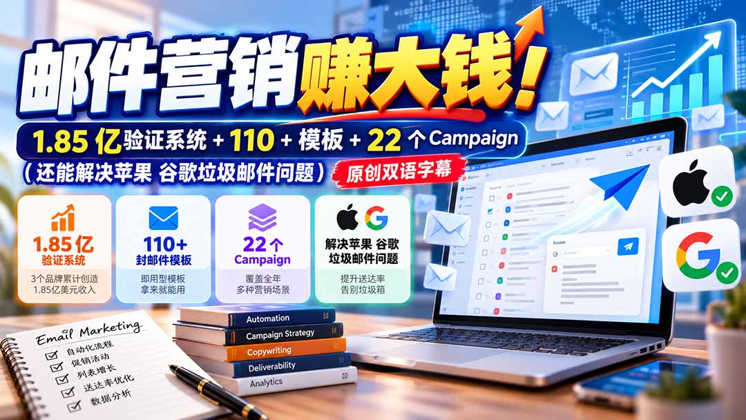 邮件营销赚大钱！1.85亿验证系统+110+模板+22个Campaign(还能解决苹果 谷歌垃圾邮件问题-MFXUI中国站