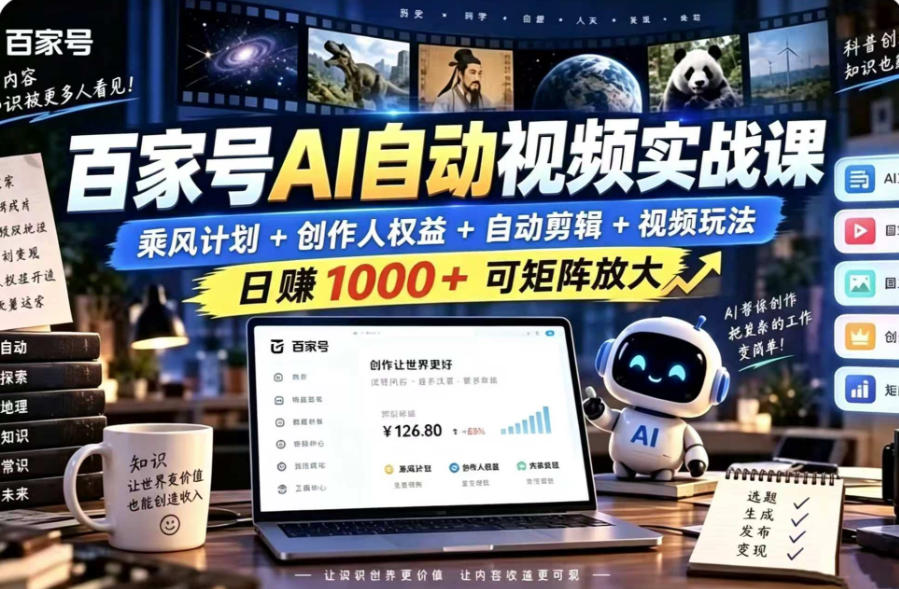 百家号自动矩阵玩法，长期可以做的项目，日入1k+，真正的睡后收入-MFXUI中国站