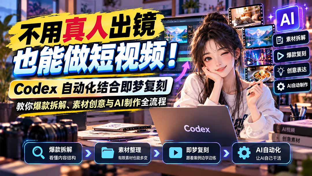 不用真人出镜也能做短视频！Codex自动化结合即梦复刻，教你爆款拆解、素材创意与AI制作全流程-MFXUI中国站