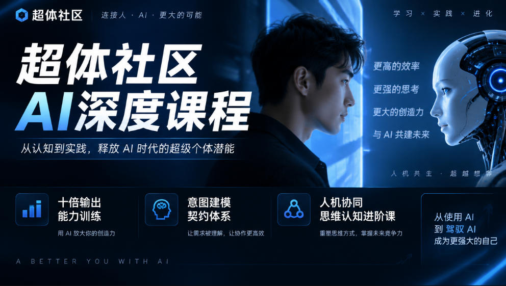 超体社区AI深度课程，十倍输出能力训练，意图建模契约体系，人机协同思维认知进阶课-MFXUI中国站