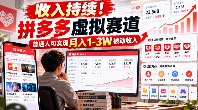 收入持续！拼多多虚拟赛道，普通人可实现月入1-3 W被动收入【揭秘】-MFXUI中国站