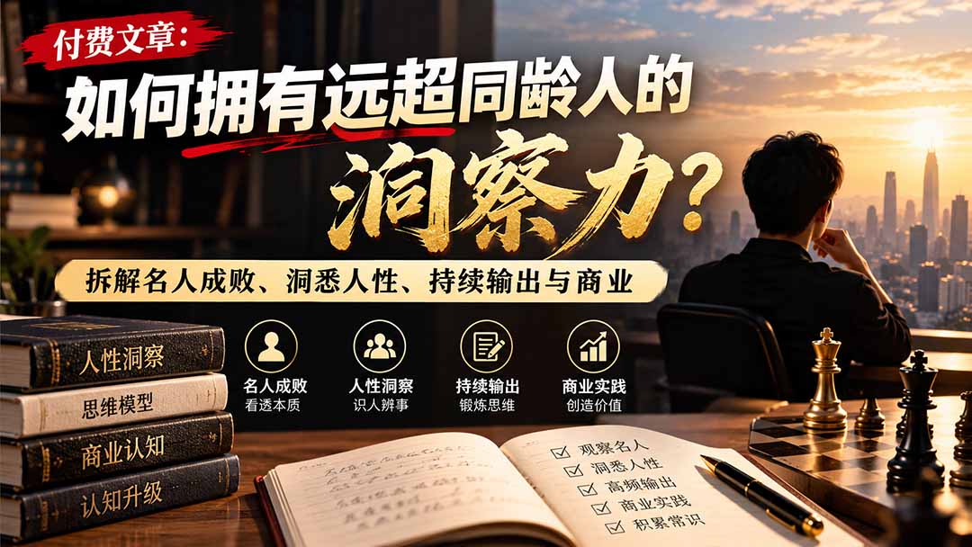 付费文章：如何拥有远超同龄人的洞察力？拆解名人成败、洞悉人性、持续输出与商业实践-MFXUI中国站