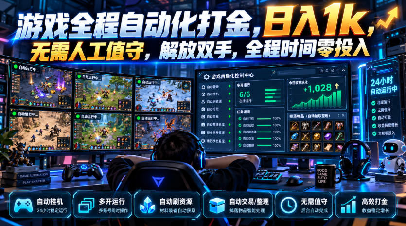 游戏全程自动化打金，日入1k，无需人工值守，解放双手，全程时间零投入【揭秘】-MFXUI中国站