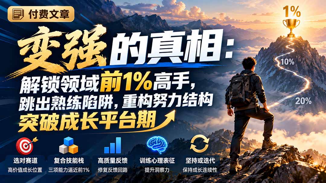 付费文章：变强的真相：解锁领域前1%高手，跳出熟练陷阱，重构努力结构突破成长平台期-MFXUI中国站