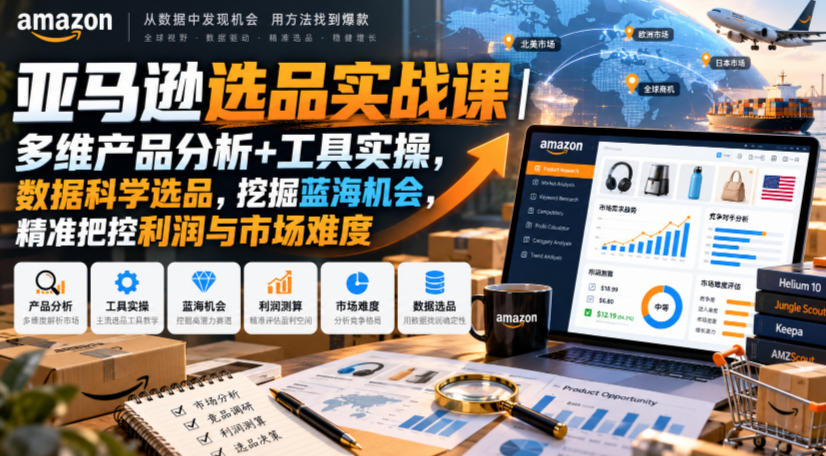 亚马逊选品实战课｜多维产品分析+工具实操，数据科学选品，挖掘蓝海机会，精准把控利润与市场难度-MFXUI中国站