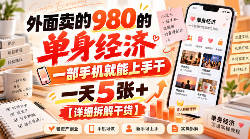 外面卖的980的单身经济，一部手机就能上手干，一天5张+【详细拆解干货】-MFXUI中国站
